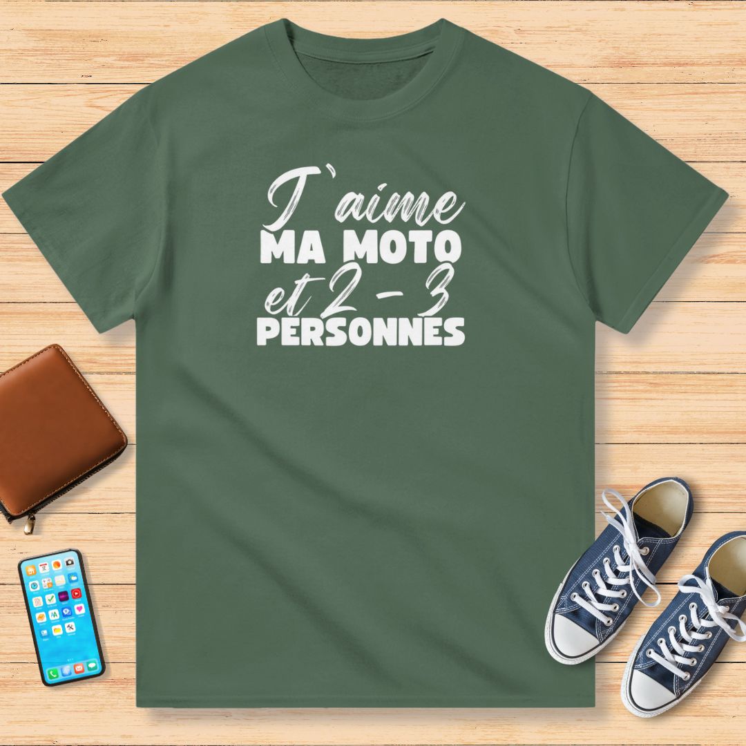 J'aime Ma Moto T-Shirt Vert militaire