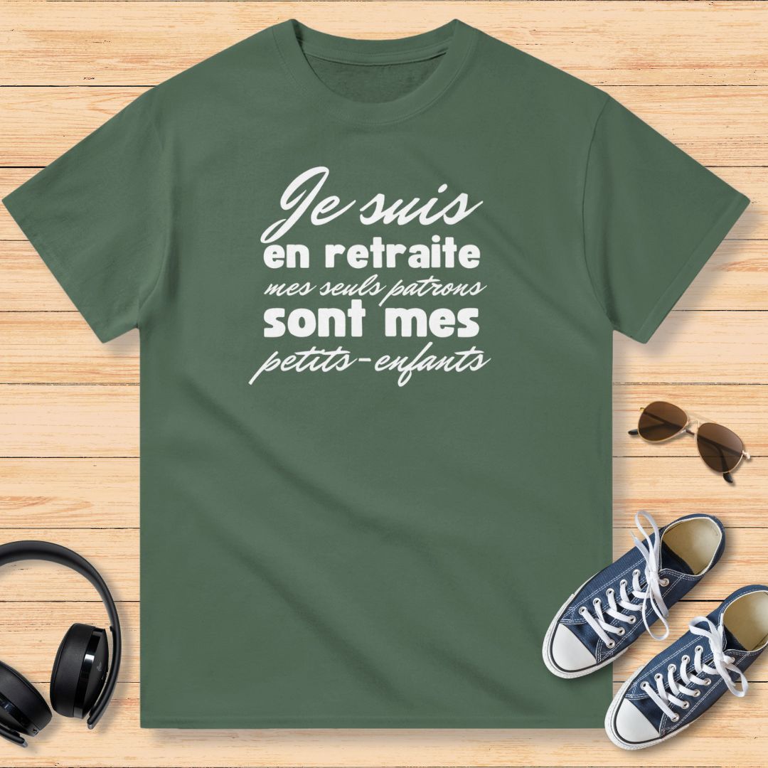 En Retraite Petits-Enfants T-Shirt Vert militaire