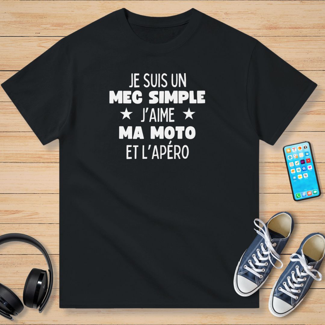 Un Mec Simple Apéro T-Shirt Noir