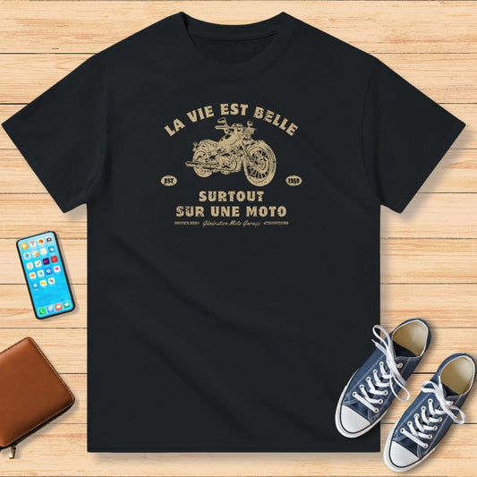 La Vie Est Belle Moto T-Shirt Noir