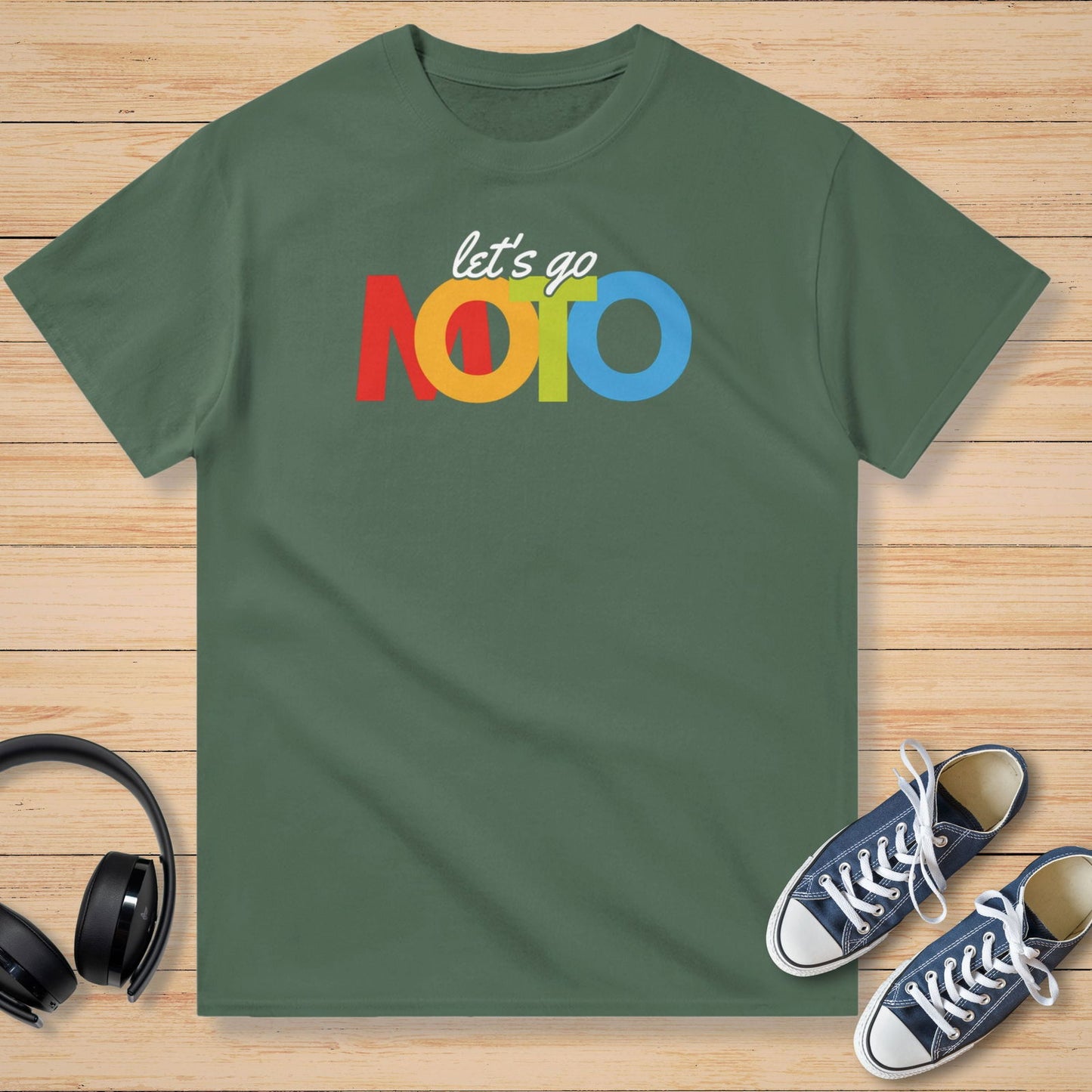 Let's Go Moto T-Shirt Vert militaire