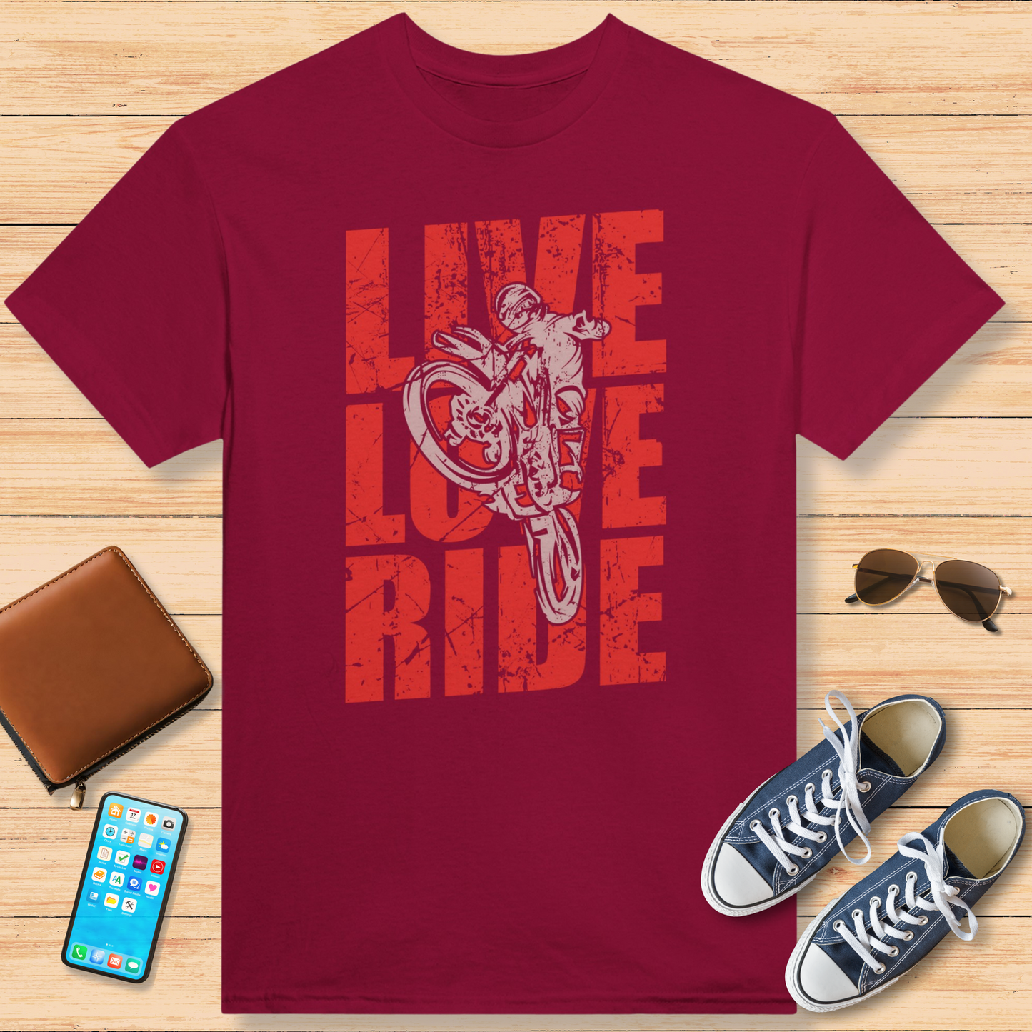 Live Love Ride T-Shirt Rouge cardinal