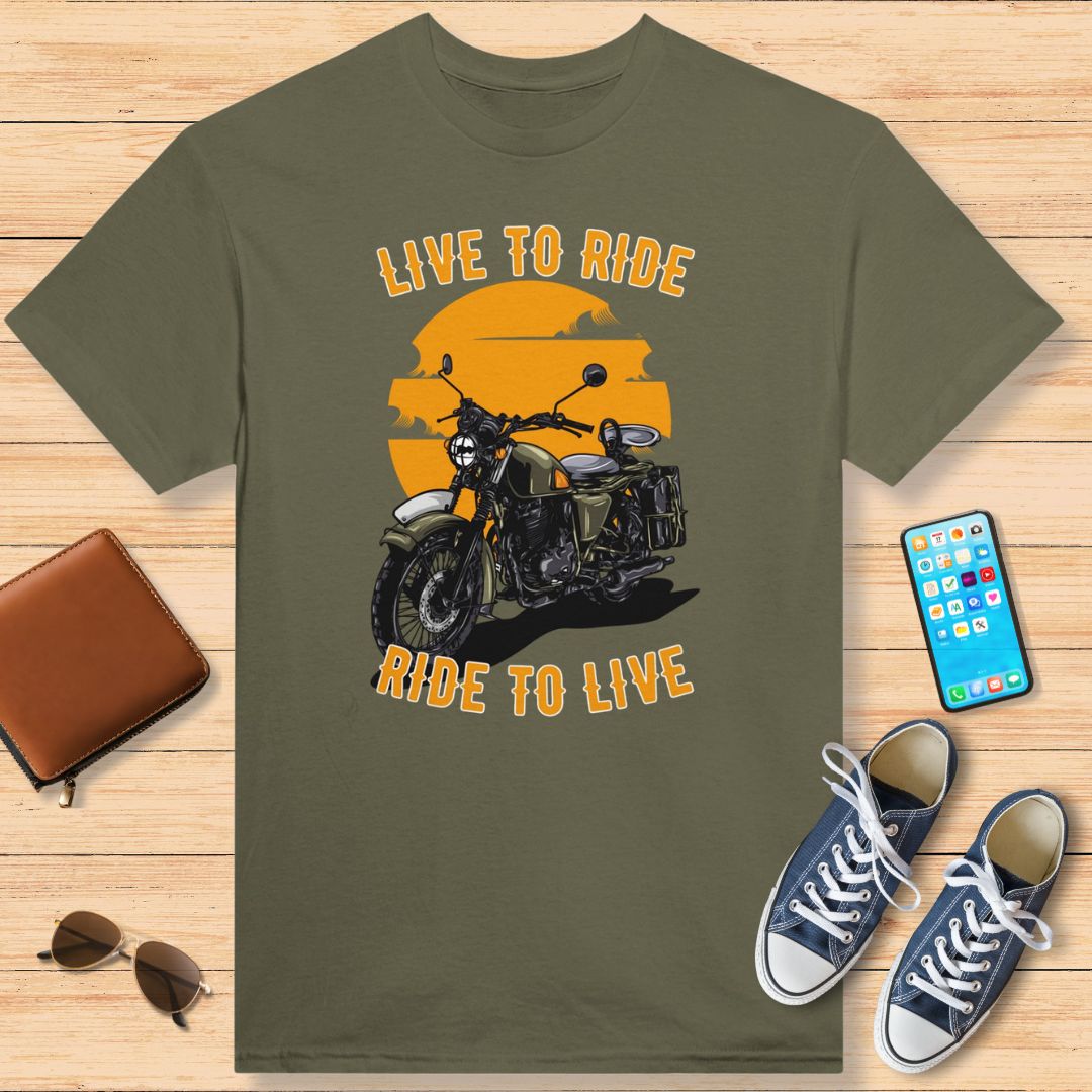 Live To Ride T-Shirt Military Green