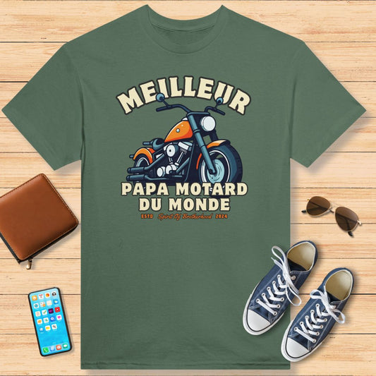 Meilleur Papa Motard T-Shirt Military Green