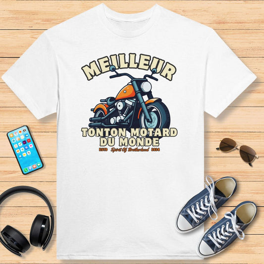 Meilleur Tonton Motard T-Shirt Blanc