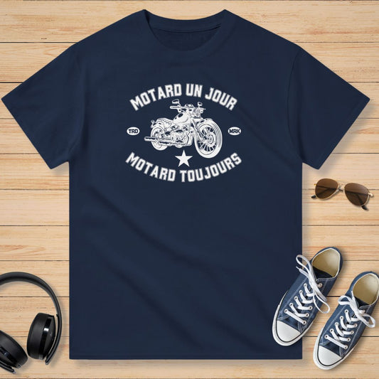 Motard Un Jour et Étoile T-Shirt Marine