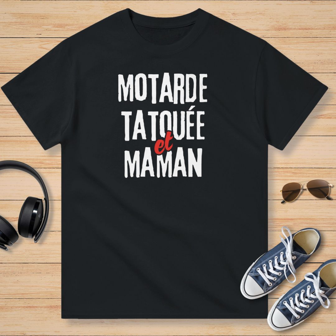 Motarde Tatouée Maman T-Shirt Noir