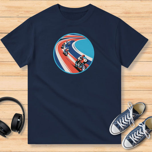 Moto 1930s Bleu Capri T-Shirt Marine