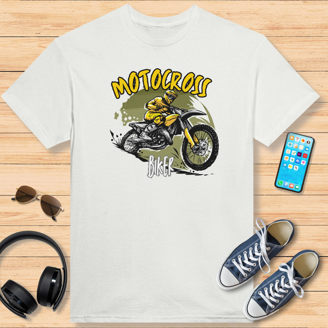 Motocross Biker T-Shirt White