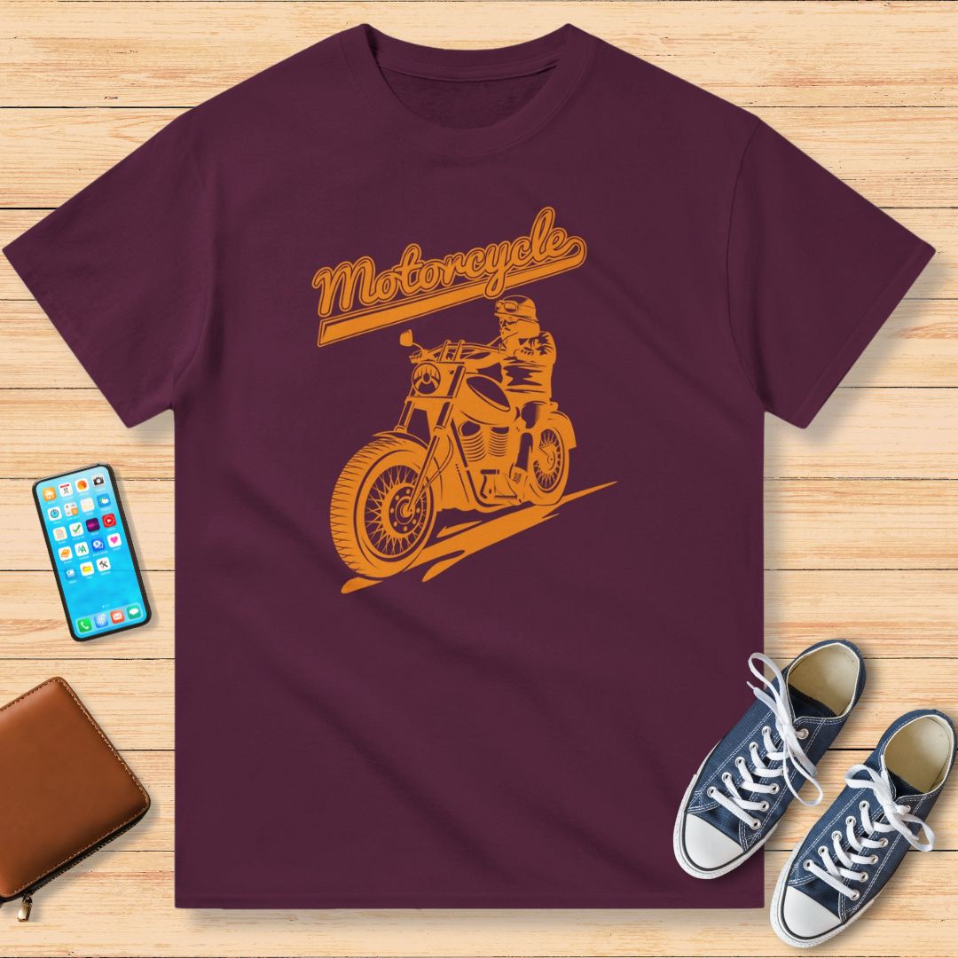 Motorcycle Orange Moto T-Shirt Bordeaux