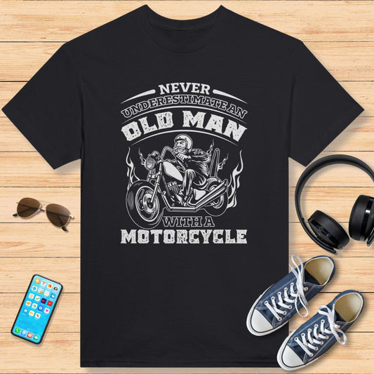Never Underestimate an Old Man T-Shirt Black