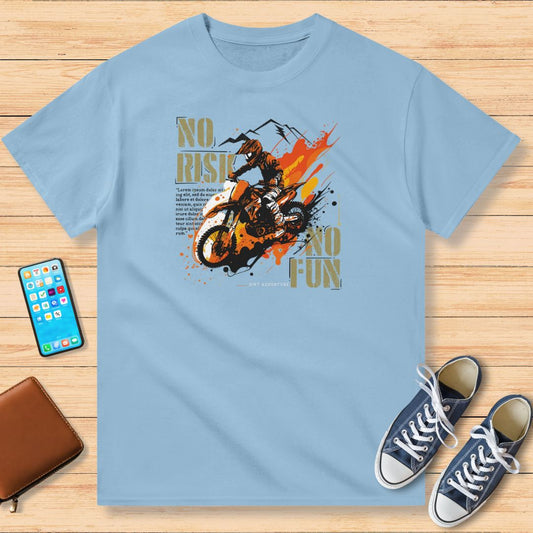 No Risk No Fun Moto T-Shirt Light Blue