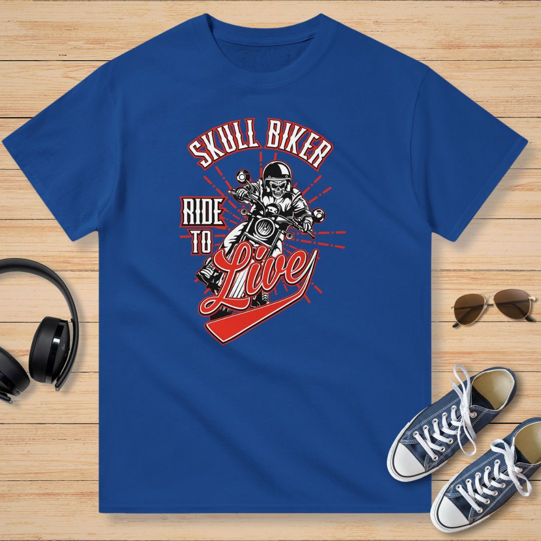 Skull Biker Rouge T-Shirt Royal