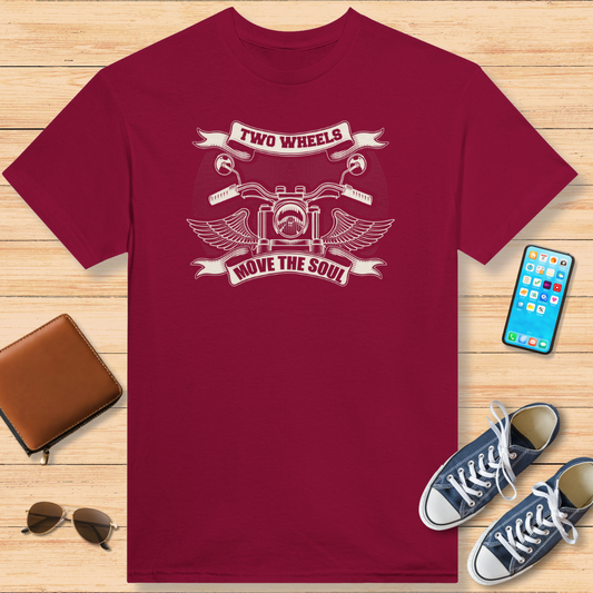 Two Wheels Move The Soul T-Shirt Red cardinal