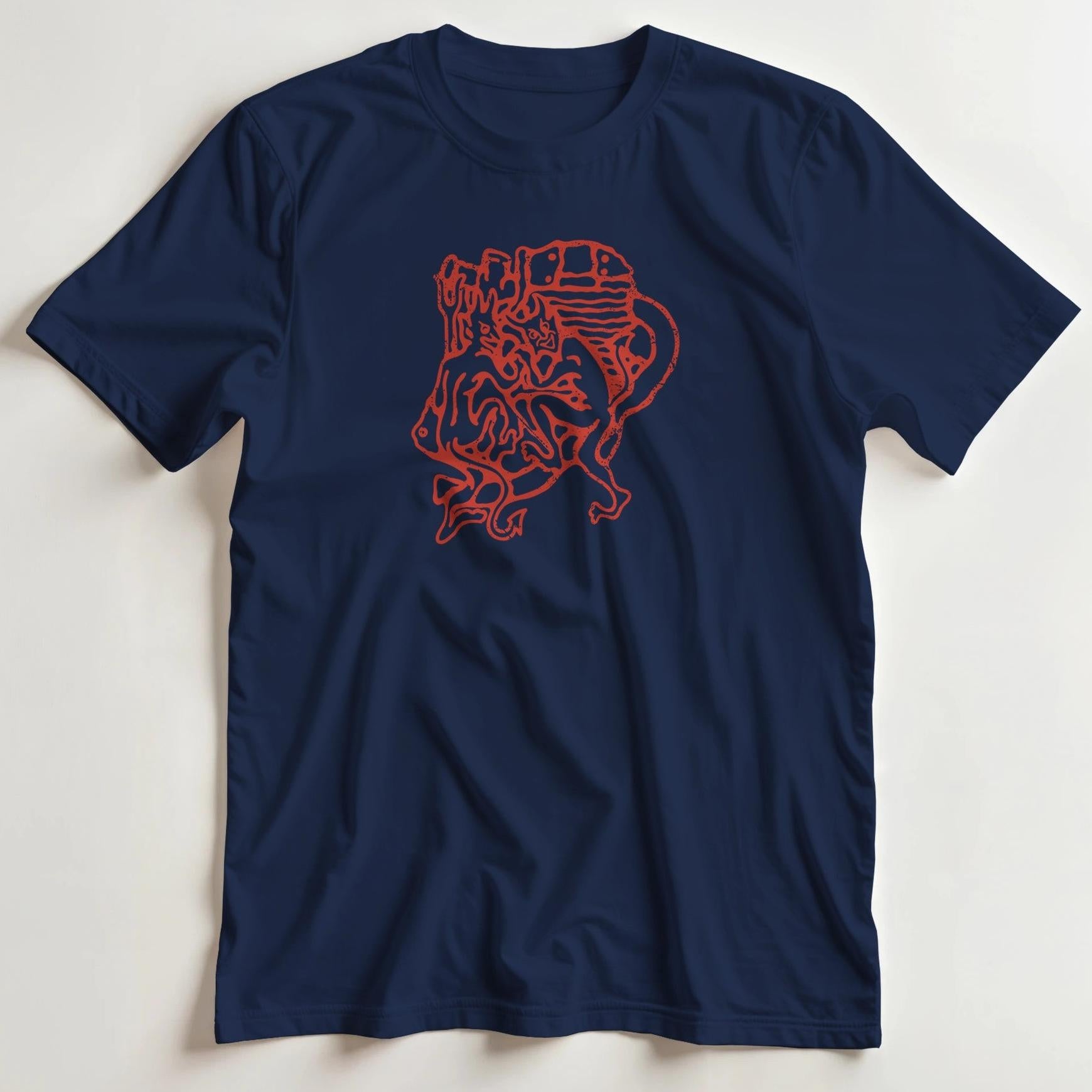 T-shirt en coupe unisexe et 100% coton en Marine imprimé avec un design Devil Engine T-Shirt .