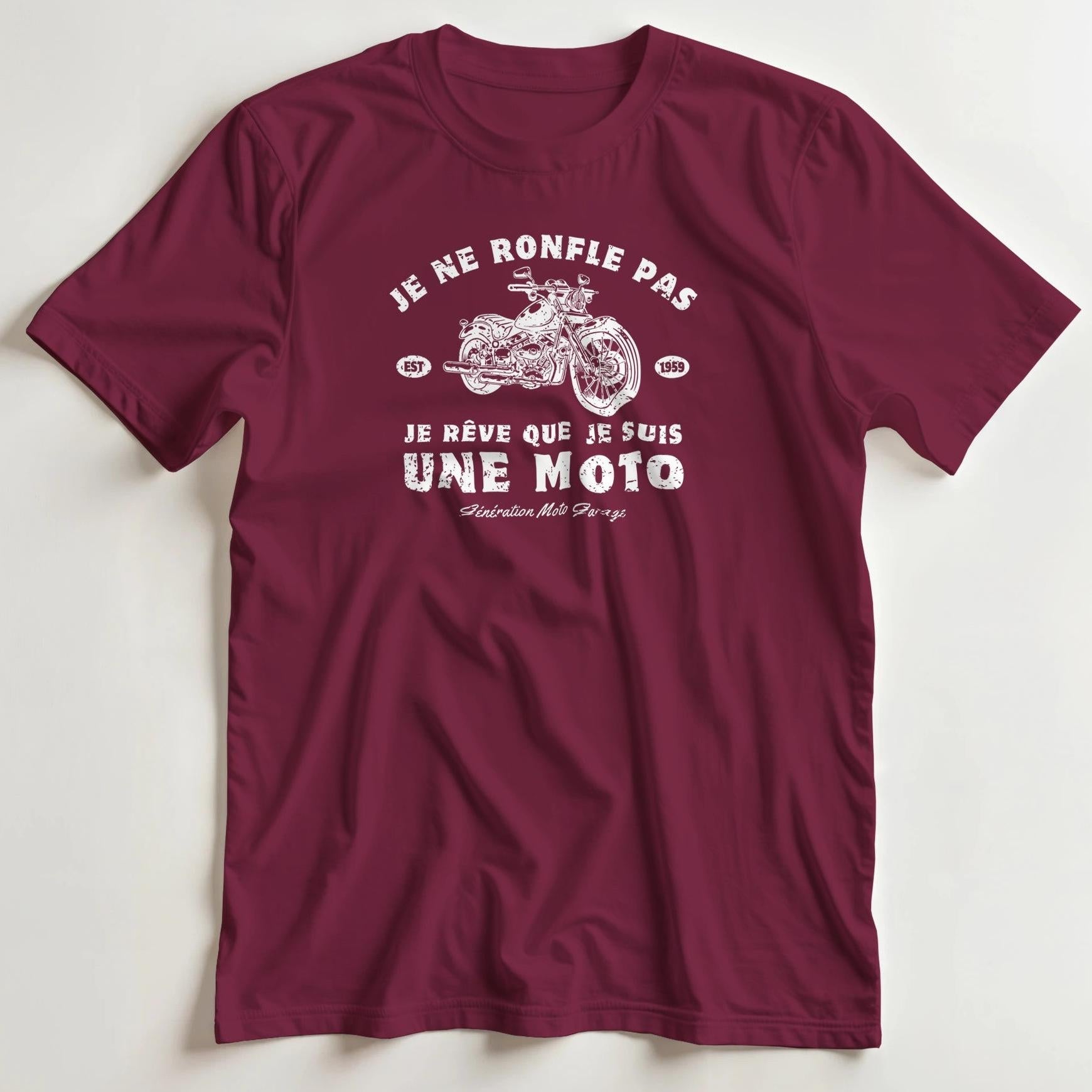 T-shirt en coupe unisexe et 100% coton en Bordeaux S imprimé avec un design Je Ne Ronfle Pas T-Shirt .