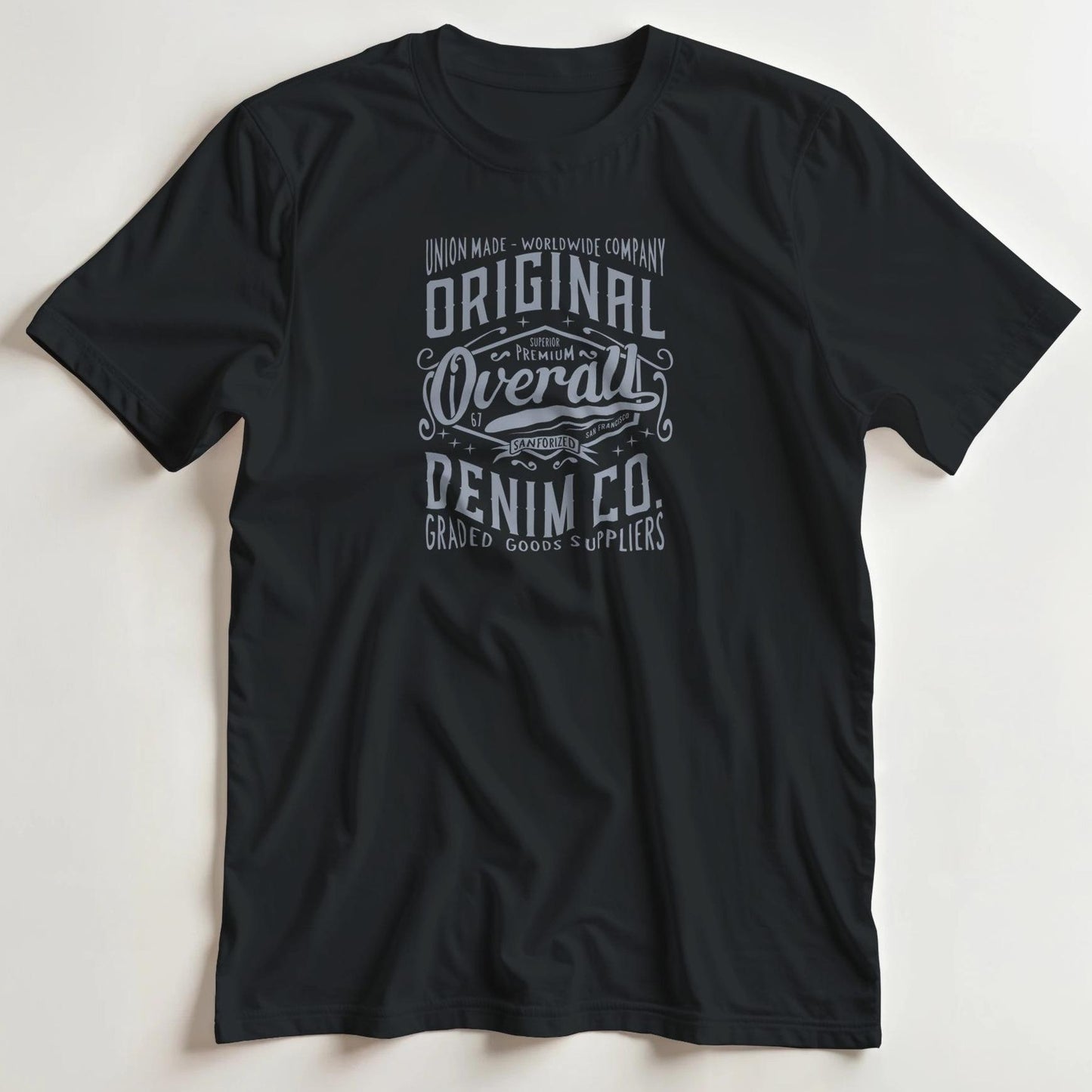 T-shirt en coupe unisexe et 100% coton en Noir S imprimé avec un design Denim Co. T-Shirt .