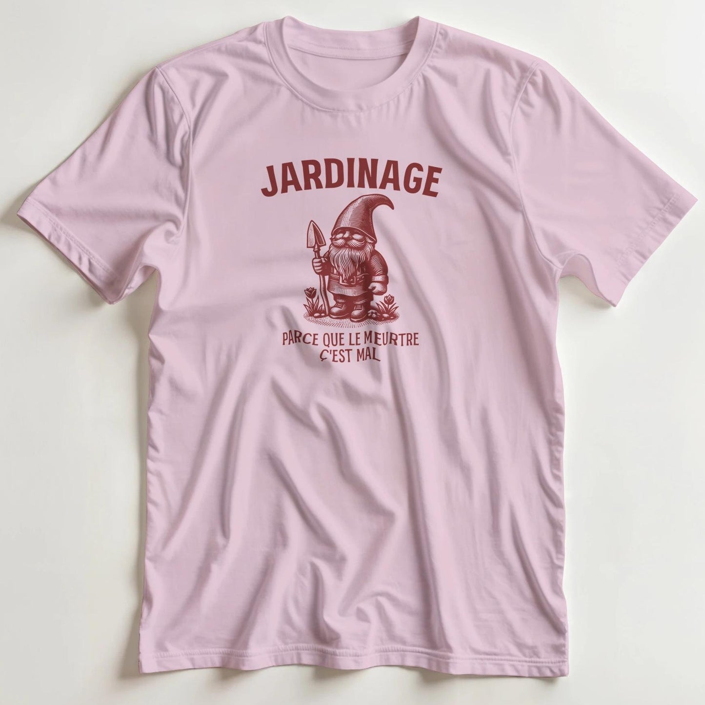 T-shirt en coupe unisexe et 100% coton en Rose clair M imprimé avec un design Jardinage T-Shirt .