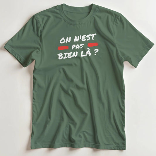 T-shirt en coupe unisexe et 100% coton en Vert militaire S imprimé avec un design On N'est Pas T-Shirt .