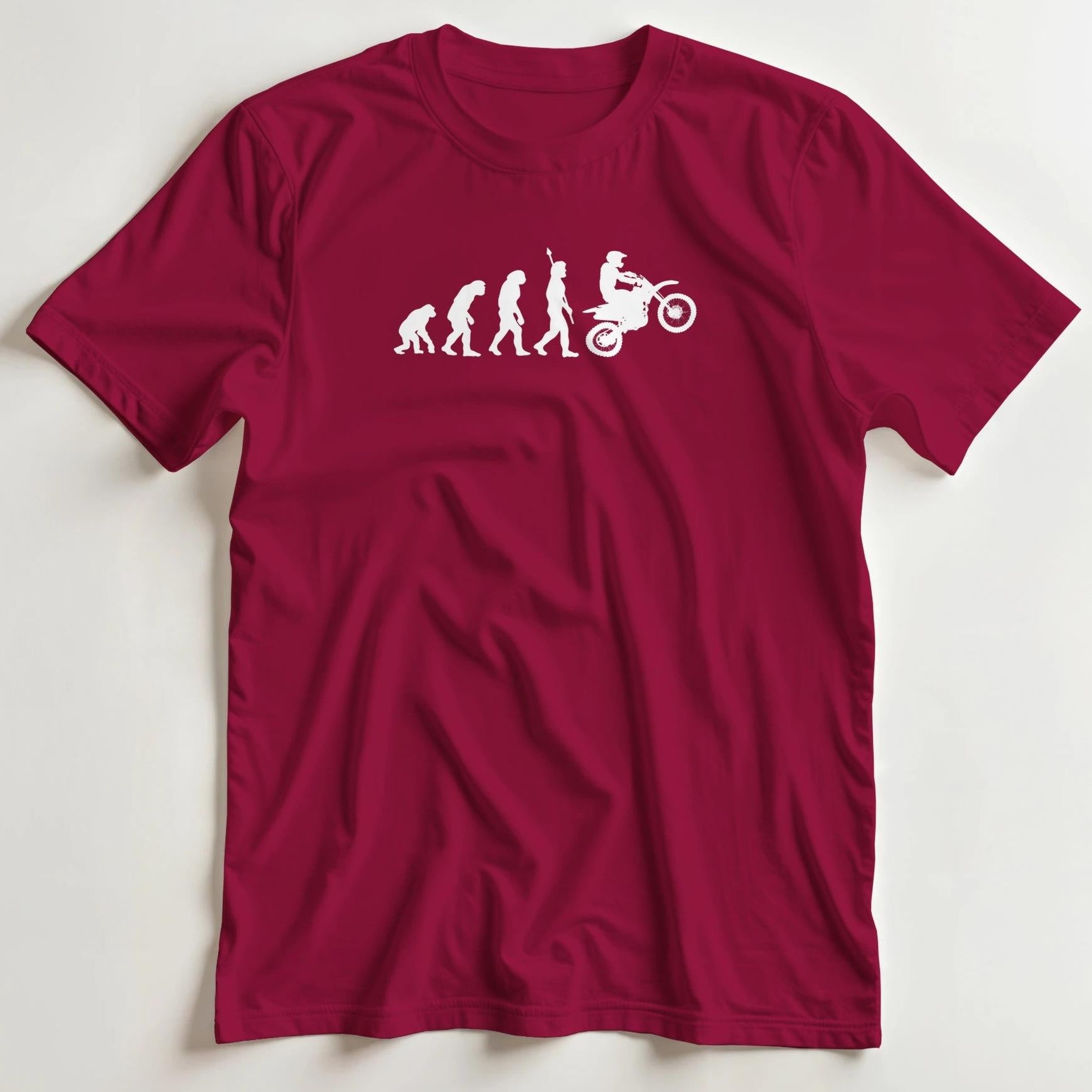 T-shirt en coupe unisexe et 100% coton en Rouge cardinal S imprimé avec un design Evolution du Motocross T-Shirt .