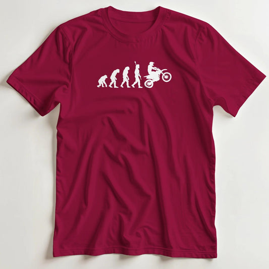 T-shirt en coupe unisexe et 100% coton en Rouge cardinal S imprimé avec un design Evolution du Motocross T-Shirt .