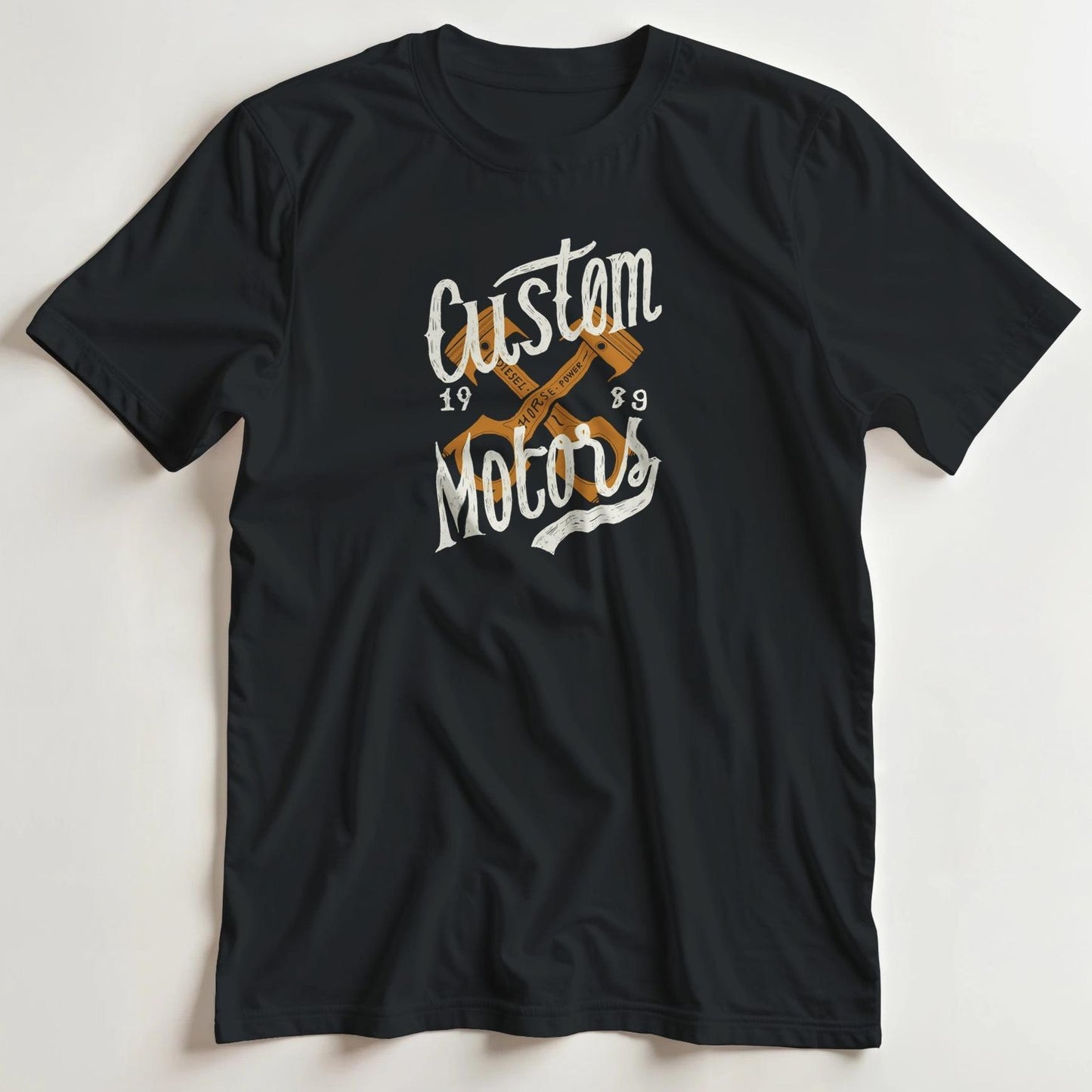 T-shirt en coupe unisexe et 100% coton en Noir imprimé avec un design Custom Motors 1989 T-Shirt .