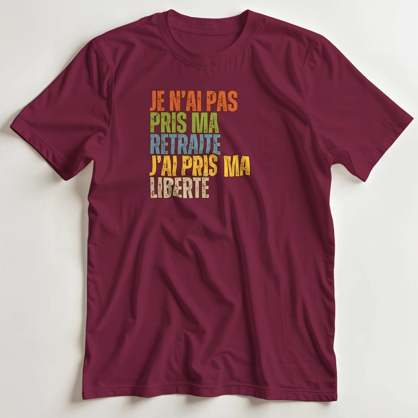 T-shirt en coupe unisexe et 100% coton en Bordeaux XL imprimé avec un design Ma Liberté T-Shirt .