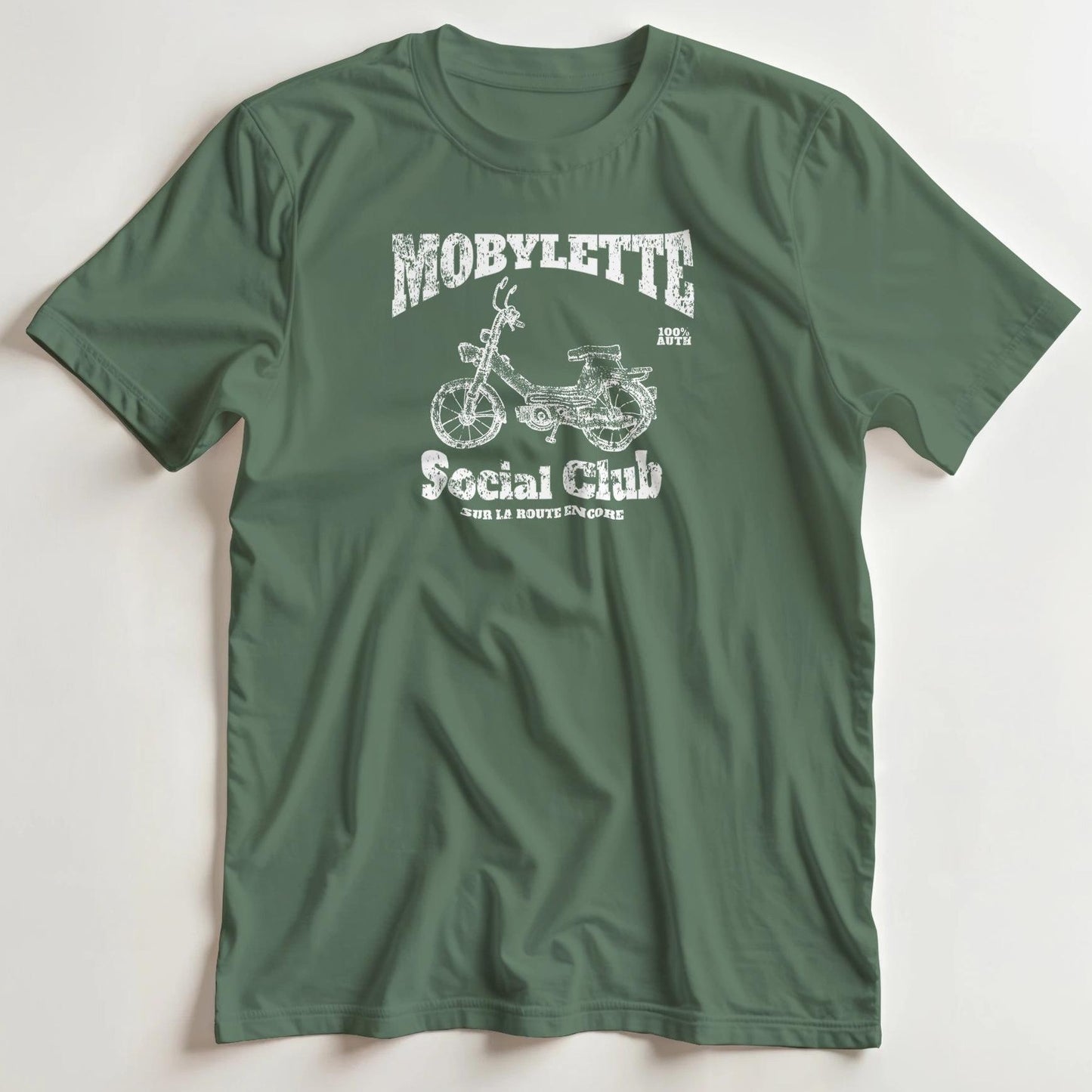 T-shirt en coupe unisexe et 100% coton en Vert militaire 3XL imprimé avec un design Mobylette Club T-Shirt .