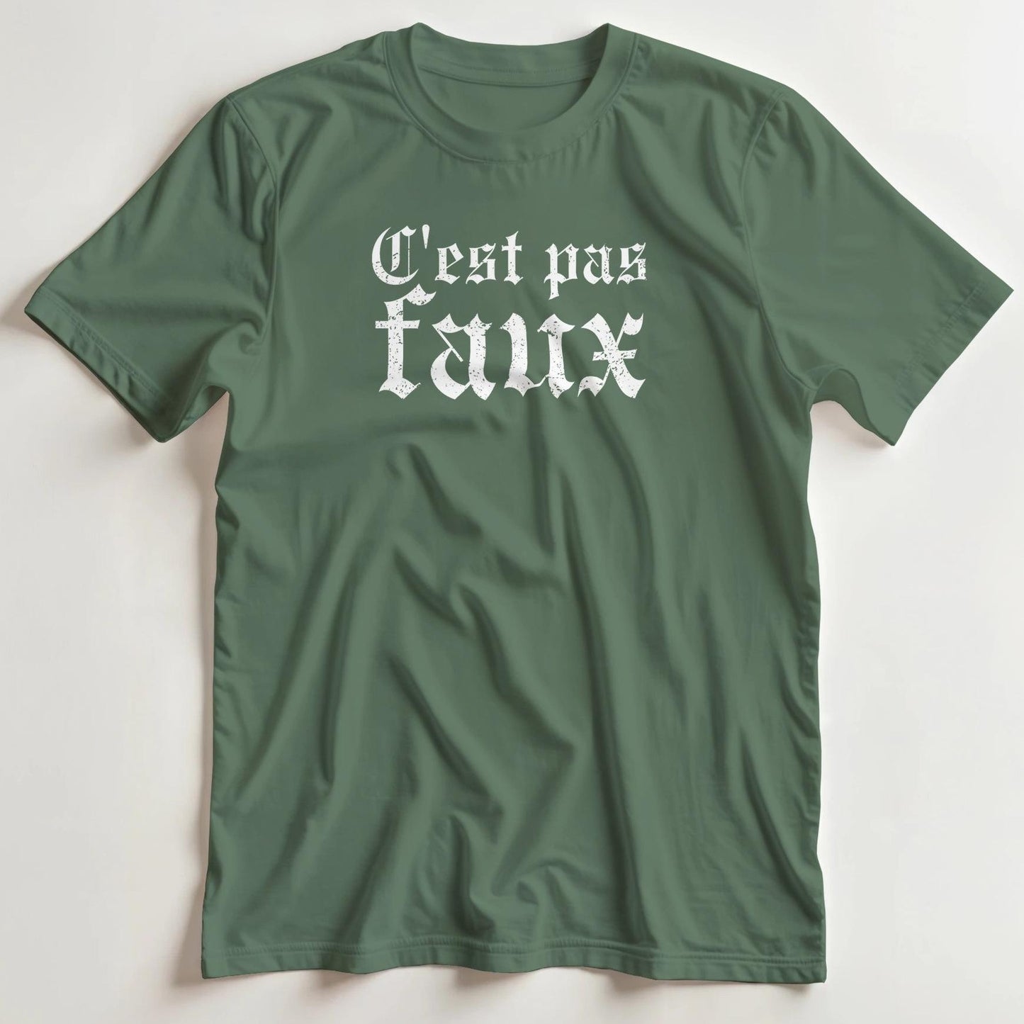 T-shirt en coupe unisexe et 100% coton en Vert militaire S imprimé avec un design C'est Pas Faux T-Shirt .