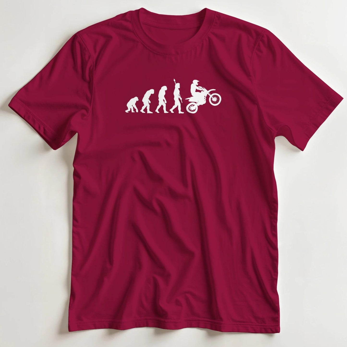 T-shirt en coupe unisexe et 100% coton en Rouge cardinal 2XL imprimé avec un design Evolution du Motocross T-Shirt .