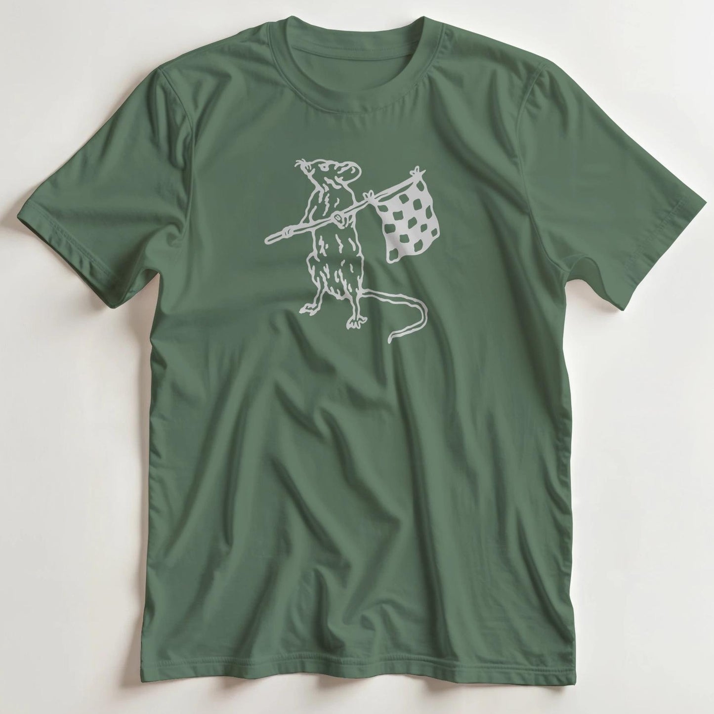 T-shirt en coupe unisexe et 100% coton en Vert Mil. 2XL imprimé avec un design Chequered Flag T-Shirt .