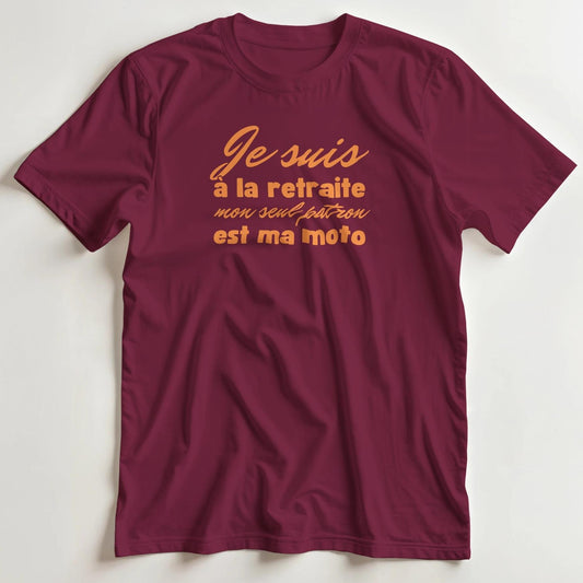 T-shirt en coupe unisexe et 100% coton en Bordeaux S imprimé avec un design À La Retraite Orange T-Shirt .