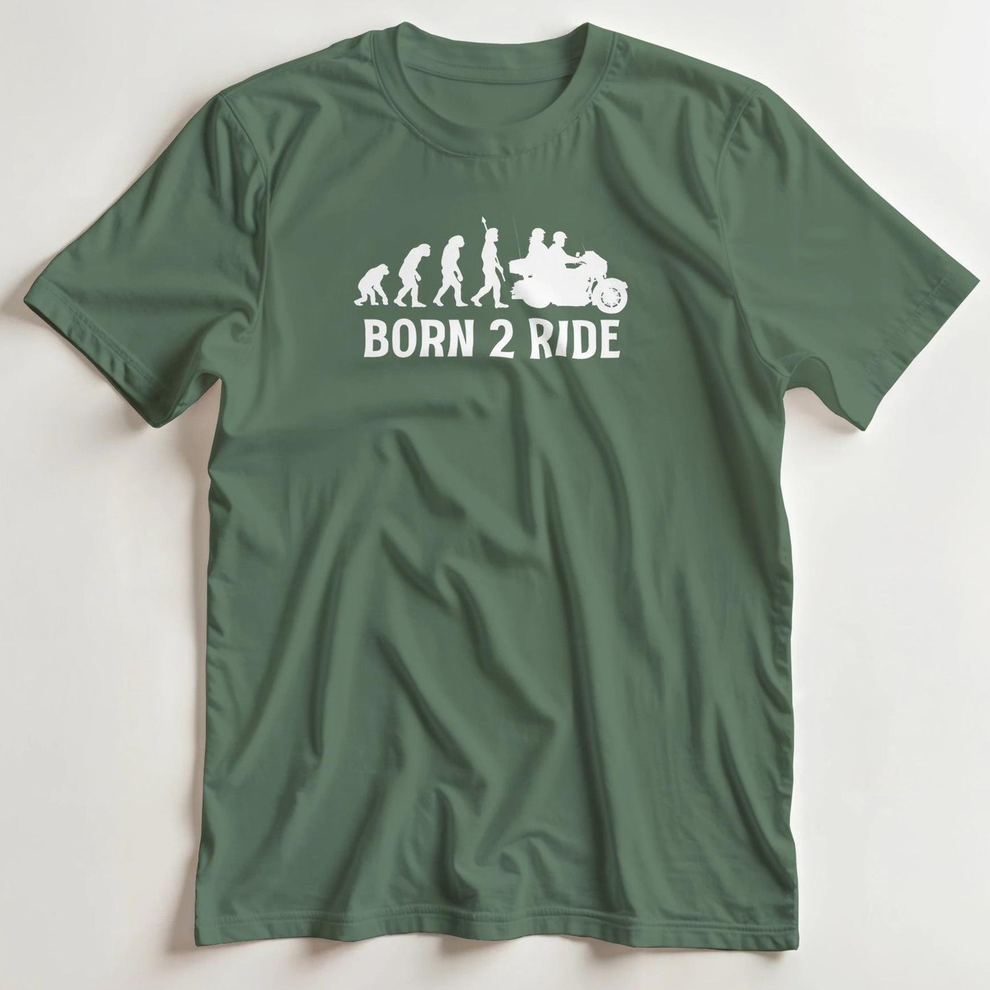 T-shirt en coupe unisexe et 100% coton en Vert Mil. 3XL imprimé avec un design Born 2 Ride T-Shirt .