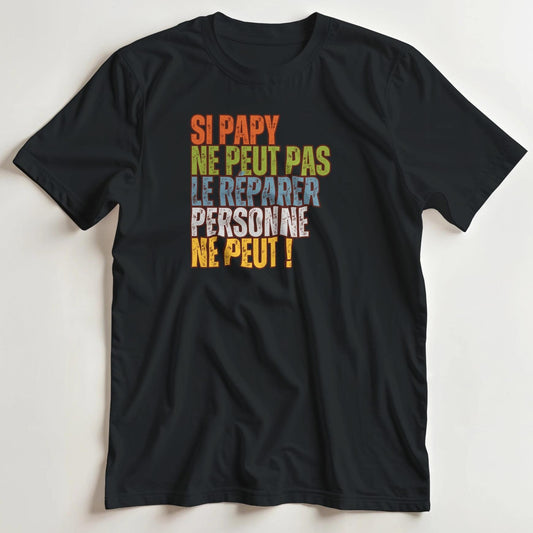T-shirt en coupe unisexe et 100% coton en Noir S imprimé avec un design Si Papy T-Shirt .
