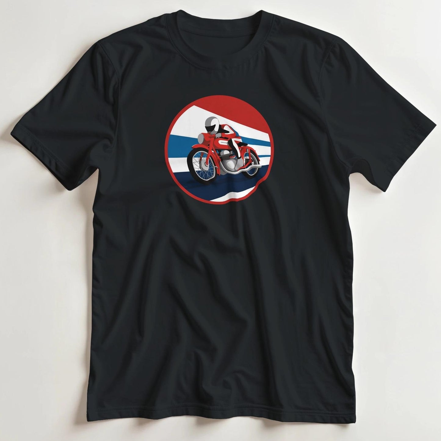 T-shirt en coupe unisexe et 100% coton en Noir L imprimé avec un design Retro Moto 1930s T-Shirt .