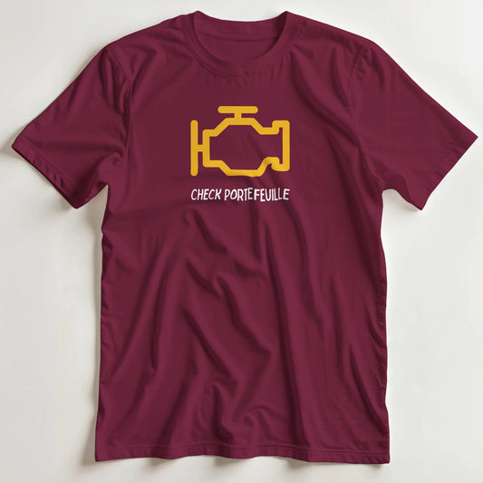T-shirt en coupe unisexe et 100% coton en Bordeaux S imprimé avec un design Portefeuille T-Shirt .