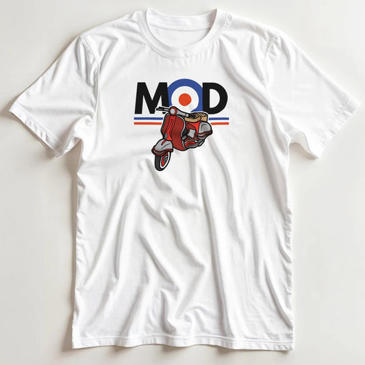 T-shirt en coupe unisexe et 100% coton en S imprimé avec un design Scooter Mod Rouge T-Shirt .