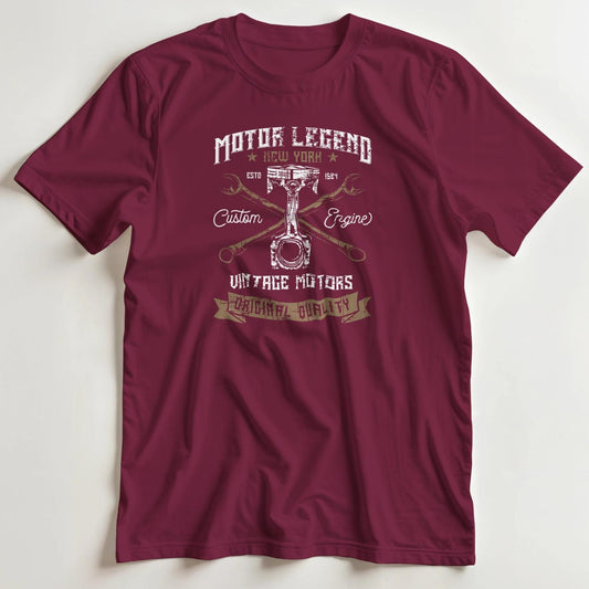 T-shirt en coupe unisexe et 100% coton en Bordeaux S imprimé avec un design Motor Legend T-Shirt .
