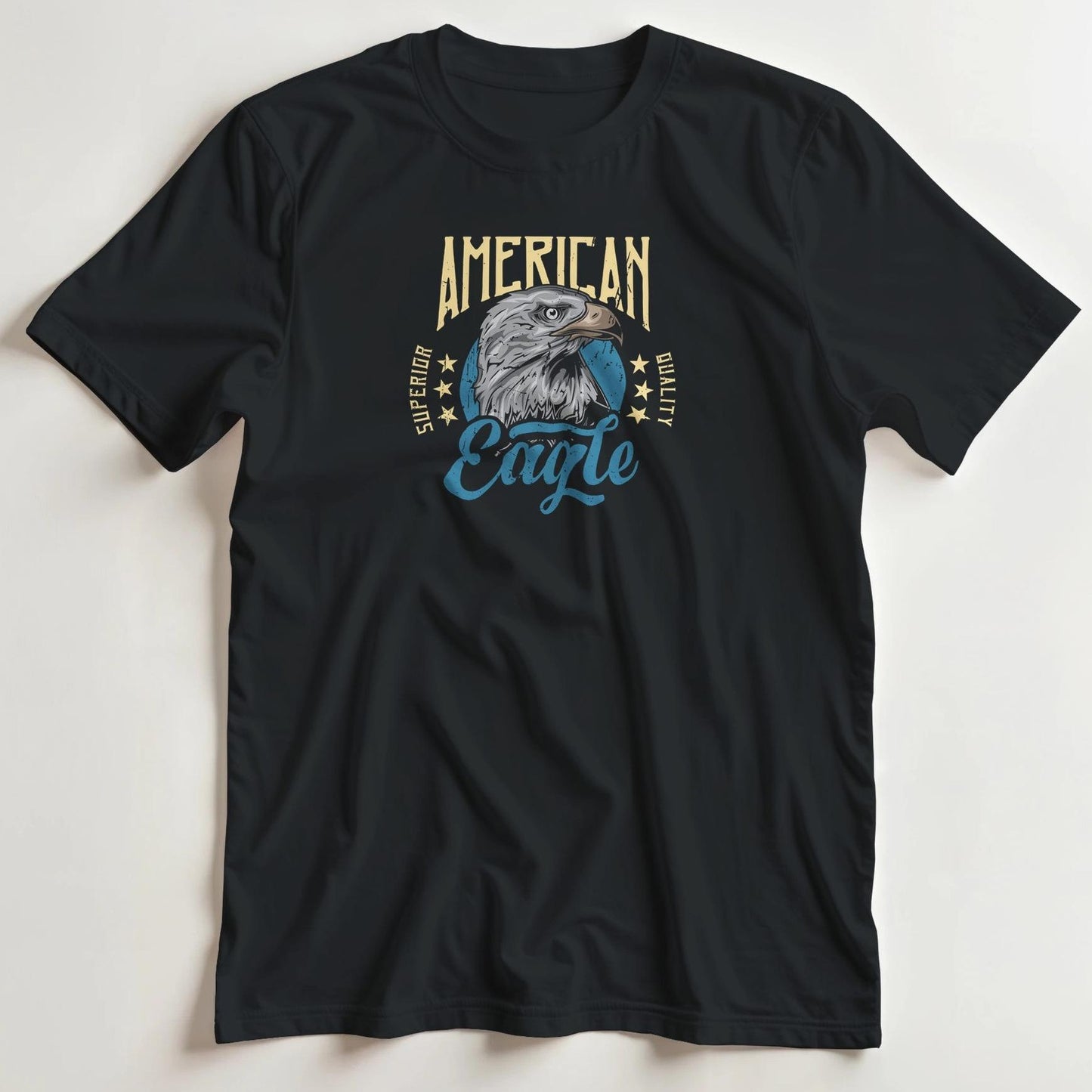 T-shirt en coupe unisexe et 100% coton en Black 3XL imprimé avec un design Eagle T-Shirt .