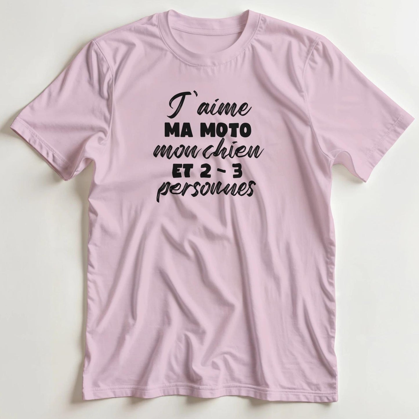 T-shirt en coupe unisexe et 100% coton en Light Pink L imprimé avec un design Ma Moto Mon Chien T-Shirt .