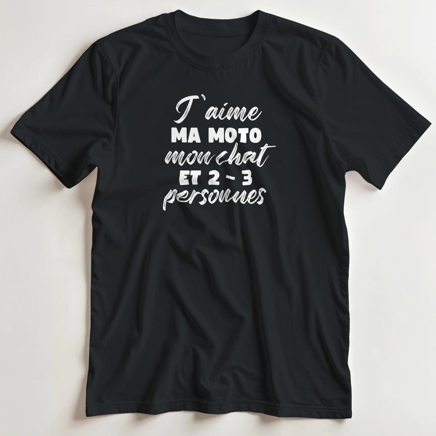 T-shirt en coupe unisexe et 100% coton en Noir 3XL imprimé avec un design Ma Moto Mon Chat T-Shirt .