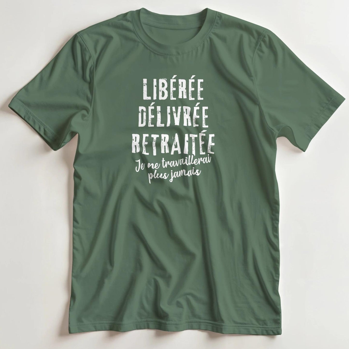 T-shirt en coupe unisexe et 100% coton en Vert militaire 2XL imprimé avec un design Libérée T-Shirt .