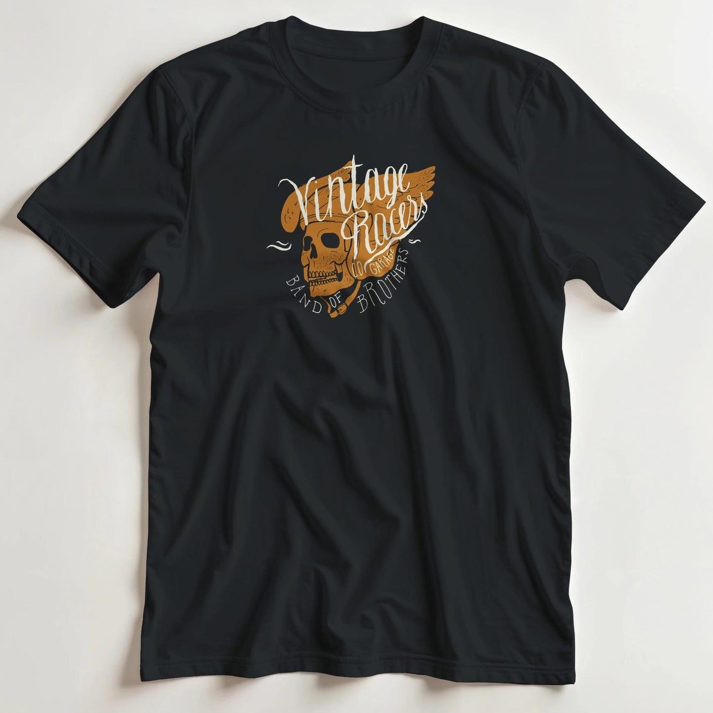 T-shirt en coupe unisexe et 100% coton en Noir 3XL imprimé avec un design Vintage Racers Moto T-Shirt .