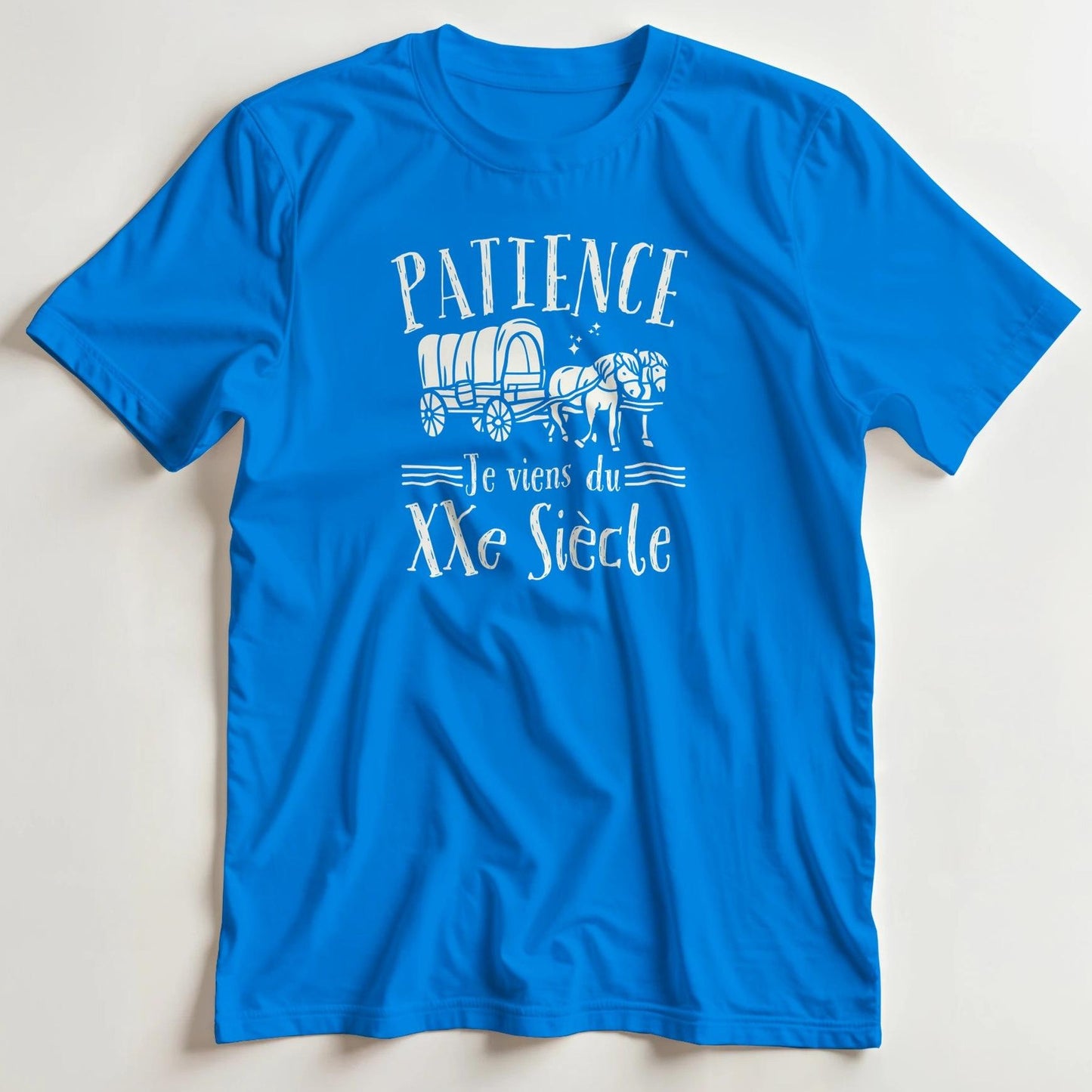 T-shirt en coupe unisexe et 100% coton en Royal S imprimé avec un design Patience T-Shirt .
