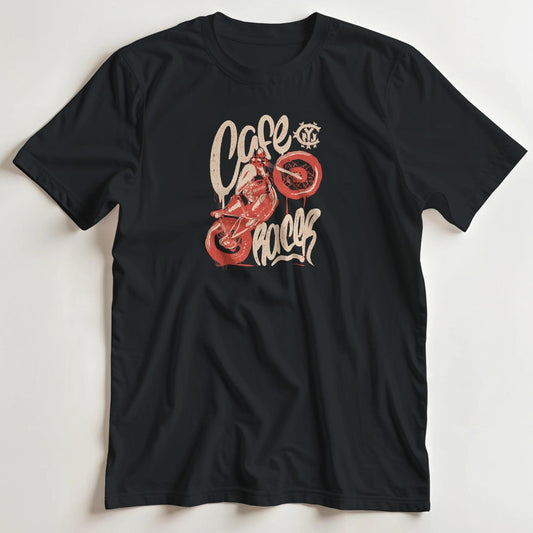 T-shirt en coupe unisexe et 100% coton en S imprimé avec un design Cafe Racer Coral T-Shirt .