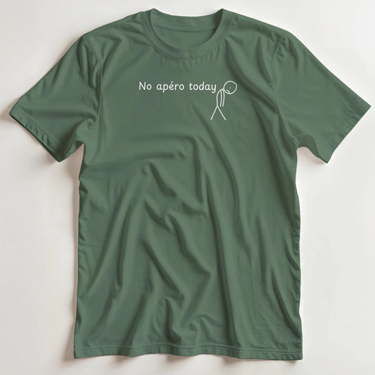 T-shirt en coupe unisexe et 100% coton en Vert Mil. S imprimé avec un design No Apéro T-Shirt .