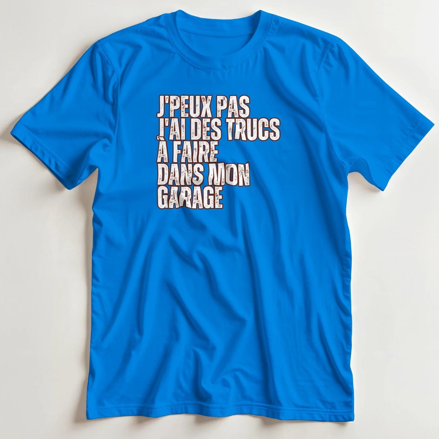 T-shirt en coupe unisexe et 100% coton en Royal 3XL imprimé avec un design J'Peux Pas Garage T-Shirt .