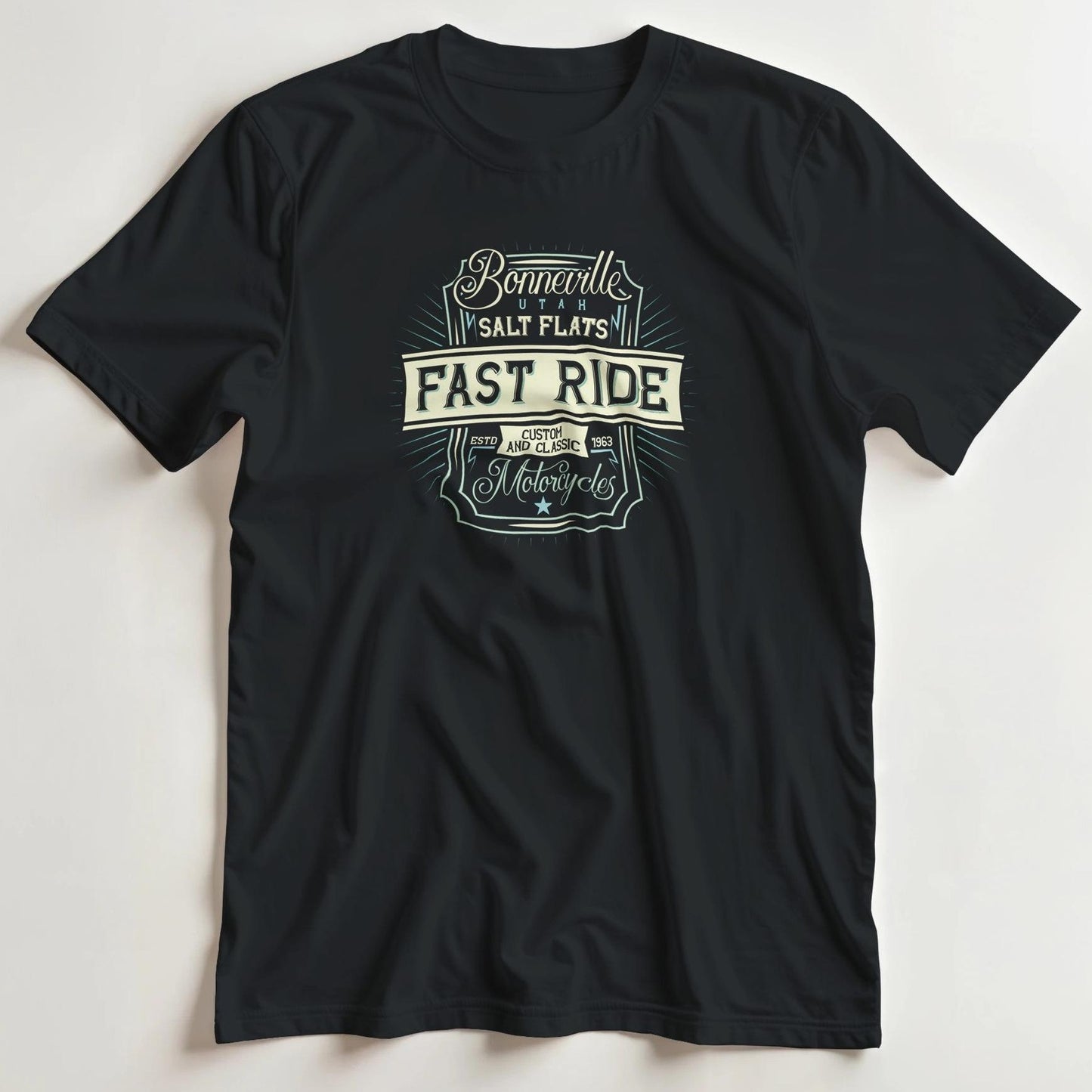 T-shirt en coupe unisexe et 100% coton en Noir XL imprimé avec un design Salt Flats T-Shirt .