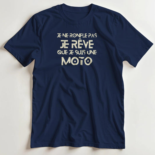 T-shirt en coupe unisexe et 100% coton en Marine S imprimé avec un design Je Suis Une Moto T-Shirt .