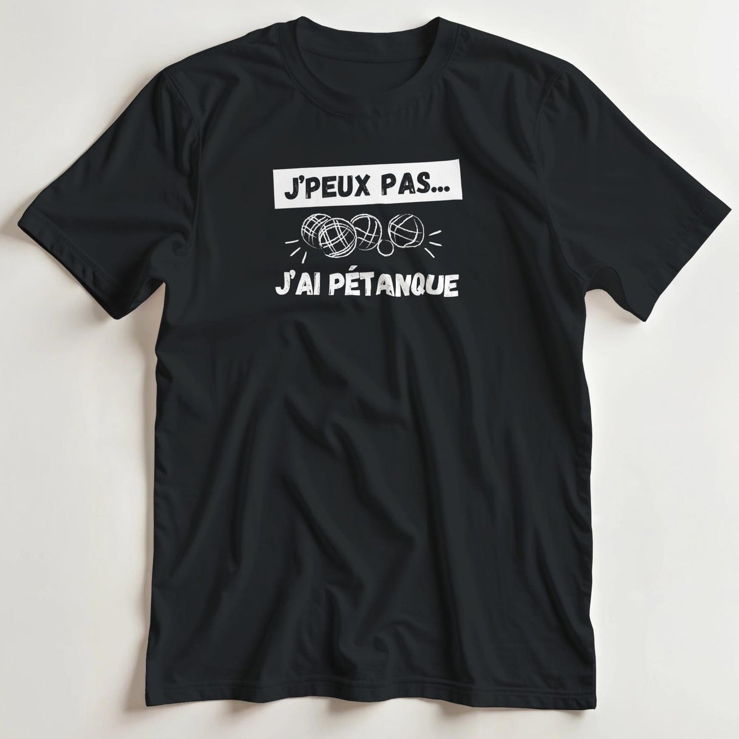 T-shirt en coupe unisexe et 100% coton en Noir L imprimé avec un design J’ai Pétanque T-Shirt .